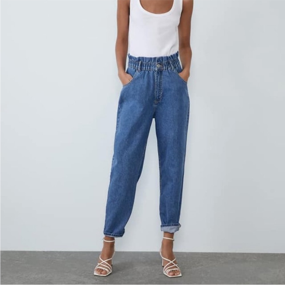Zara High-waisted Paperbag Jeans Size XS
